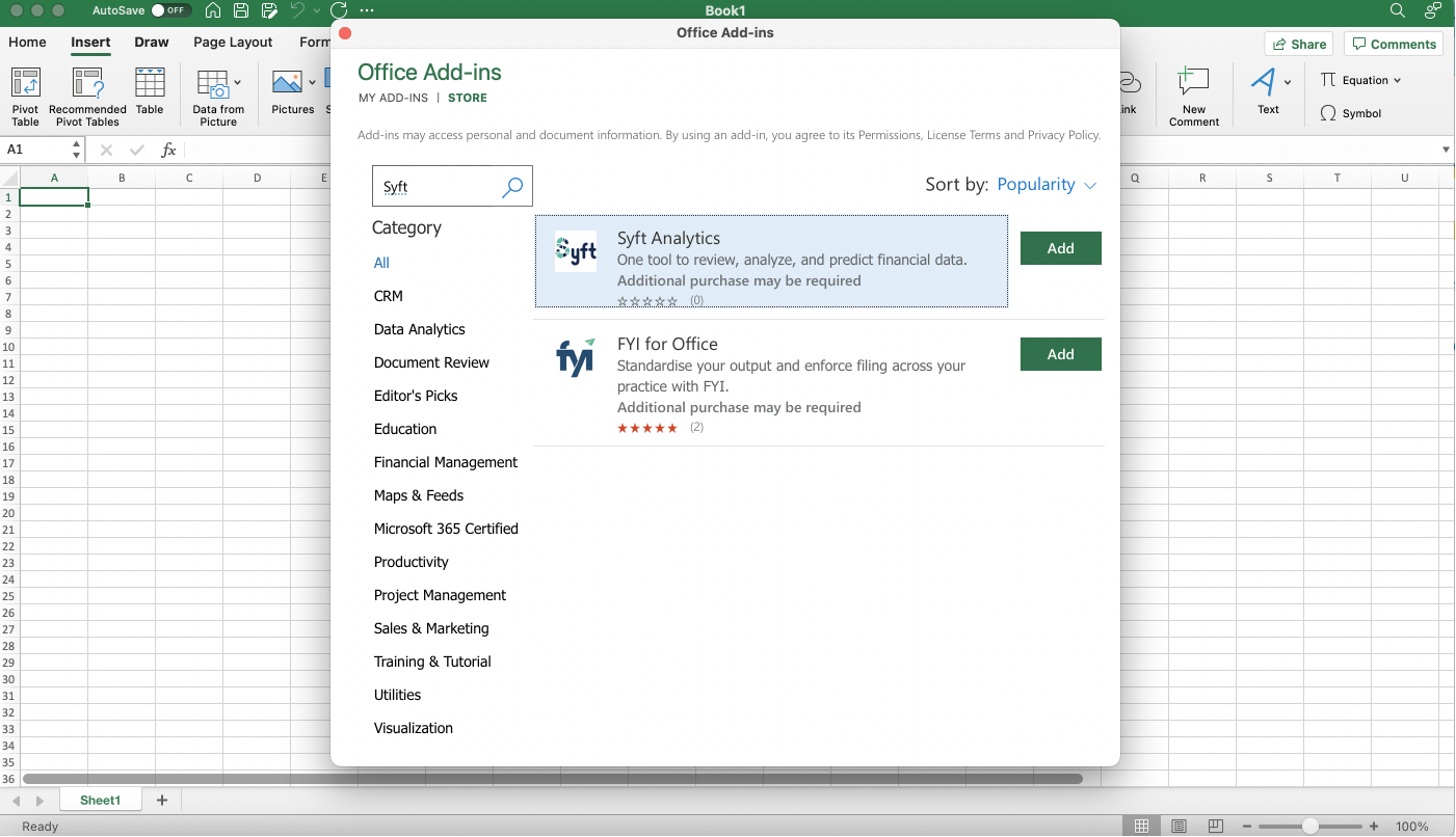 Excel Connector Syft Analytics